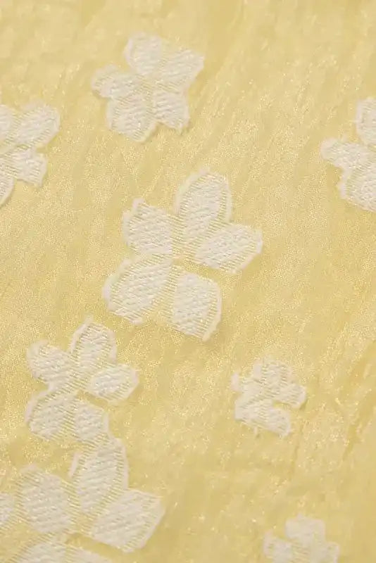 Yellow Boho Flower Jacquard Mini Dress - Fashionfitz