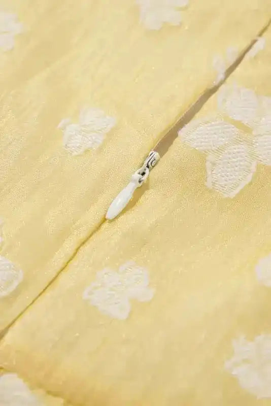 Yellow Boho Flower Jacquard Mini Dress - Fashionfitz