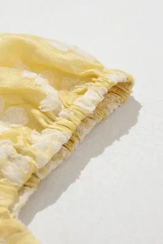 Yellow Boho Flower Jacquard Mini Dress - Fashionfitz