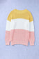 Yellow colorblock bubble sleeve plus size sweater