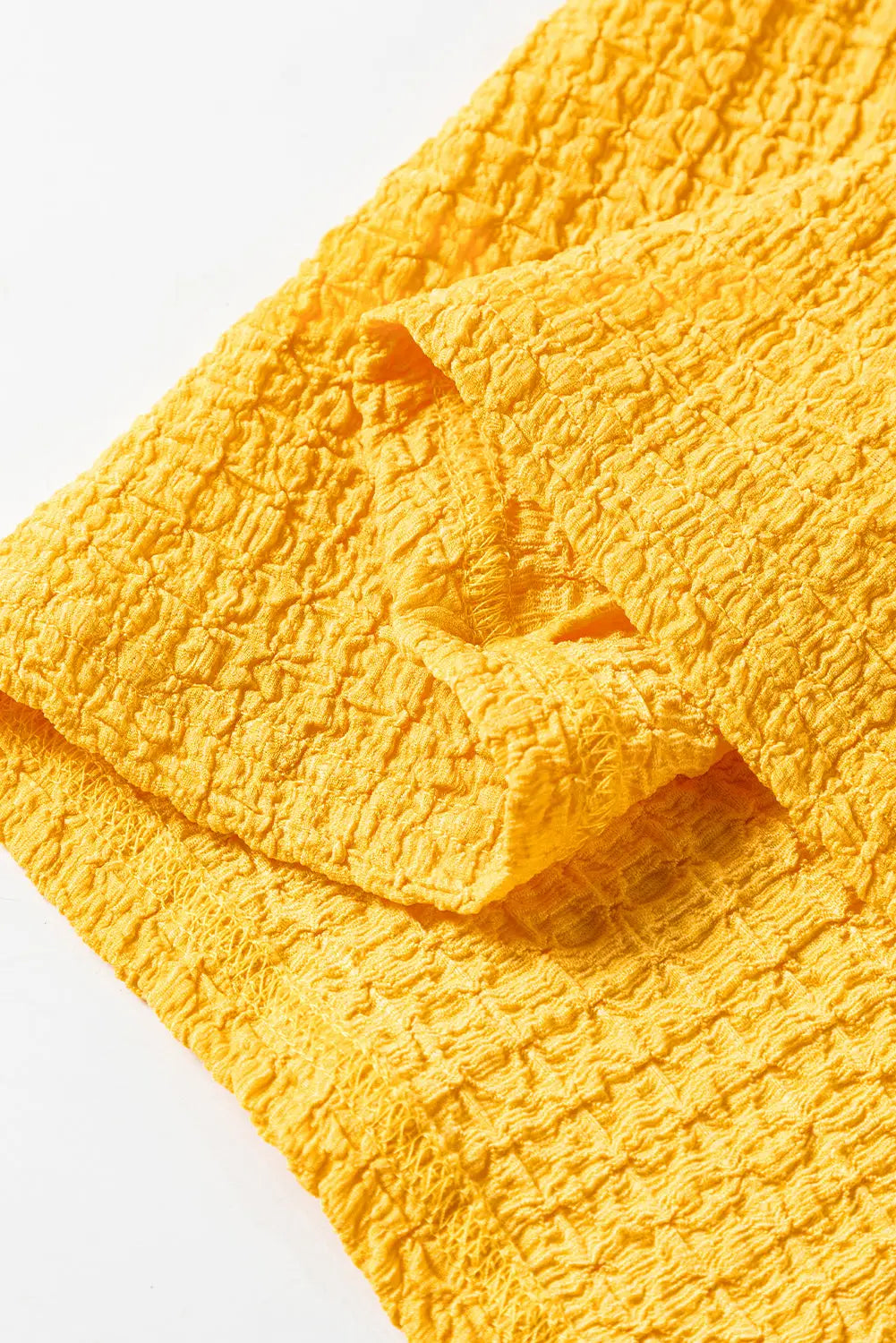 Yellow crinkled u neck tank top and wide leg pants set - loungewear