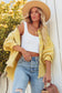 Yellow distressed fringe trim denim jacket - outerwear