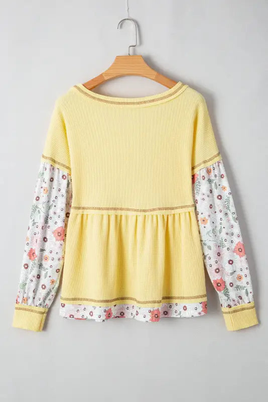 Yellow floral babydoll blouse | women’s tops | fashionfitz