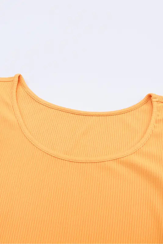 Yellow flower puff sleeve ribbed knit top - tops