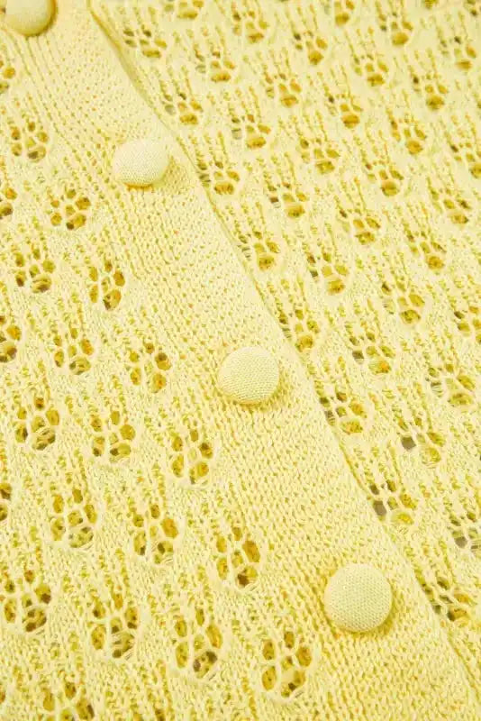 Yellow Pointelle Cardigan - Fashionfitz