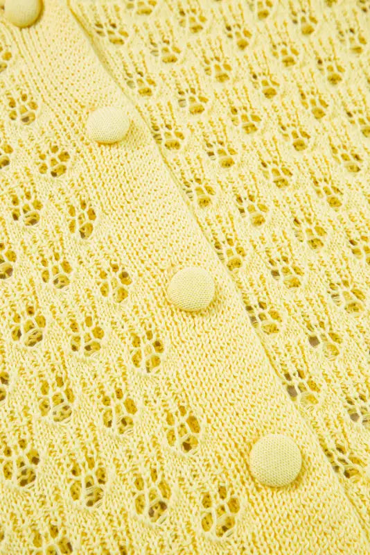 Yellow pointelle cardigan | fashionfitz