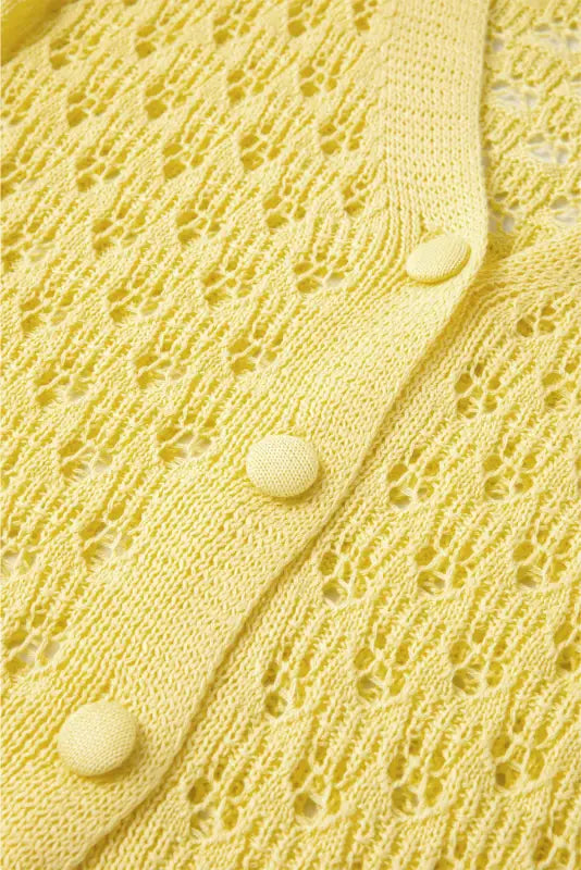 Yellow pointelle cardigan | fashionfitz