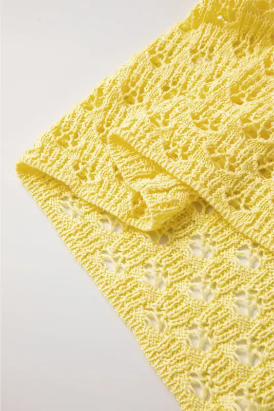 Yellow pointelle cardigan | fashionfitz