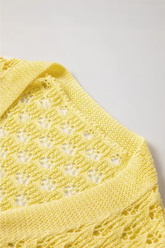 Yellow pointelle cardigan | fashionfitz