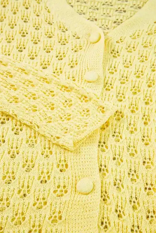 Yellow Pointelle Cardigan - Fashionfitz