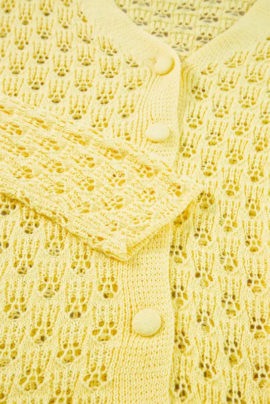 Yellow pointelle cardigan | fashionfitz