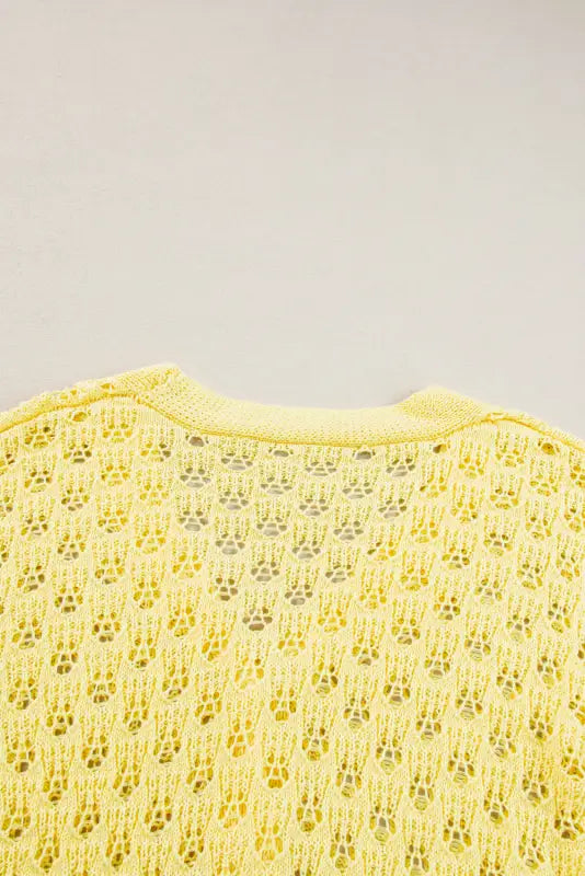 Yellow pointelle cardigan | fashionfitz