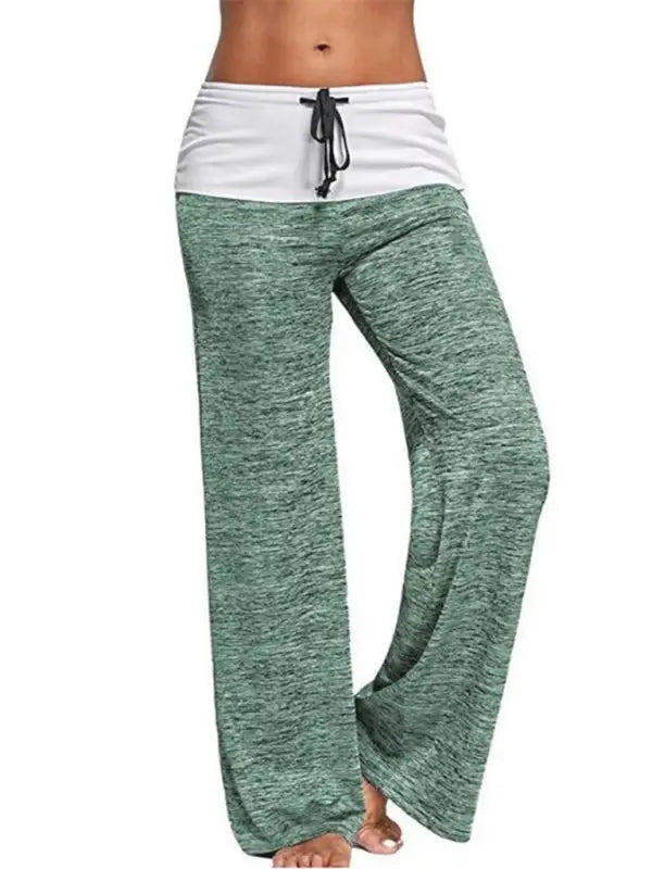Yoga quick dry wide leg sweatpants - green / s - pants