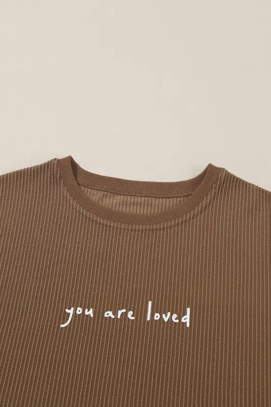 Blackish green you are loved print corduroy sweatshirt - sweatshirts & hoodies