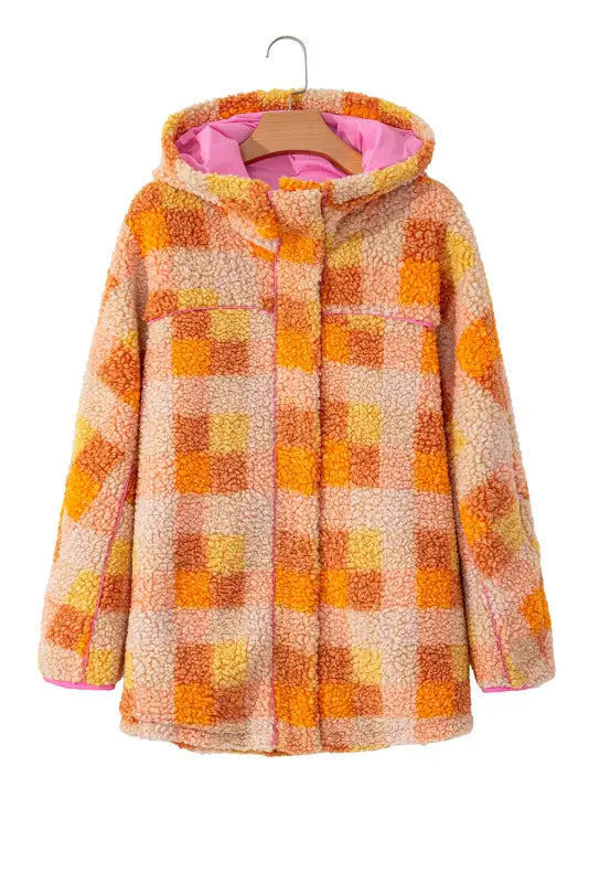 Zesty check sherpa hooded jacket | winter jackets | fashionfitz