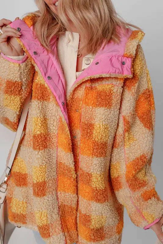 Zesty check sherpa hooded jacket | winter jackets | fashionfitz