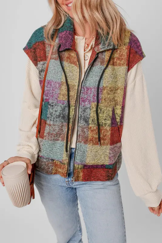 Zip ’n’ plaid casual vest | cozy vests | fashionfitz