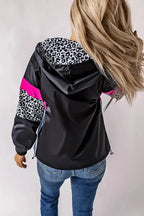 Zip-up Hooded Jacket - White Leopard Print - Fashionfitz