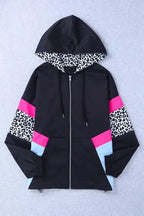 Zip-up Hooded Jacket - White Leopard Print - Fashionfitz