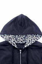 Zip-up Hooded Jacket - White Leopard Print - Fashionfitz