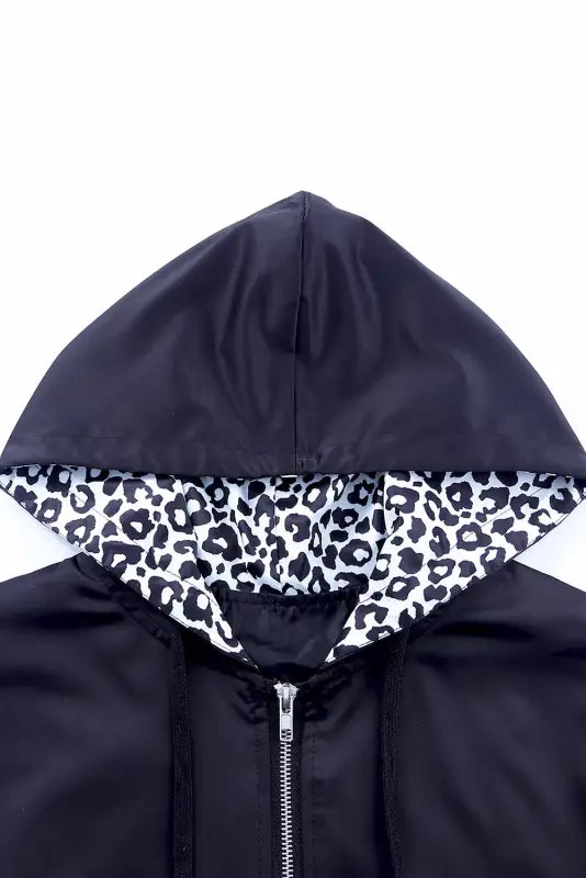 Zip-up hooded jacket - white leopard print - hood jackets