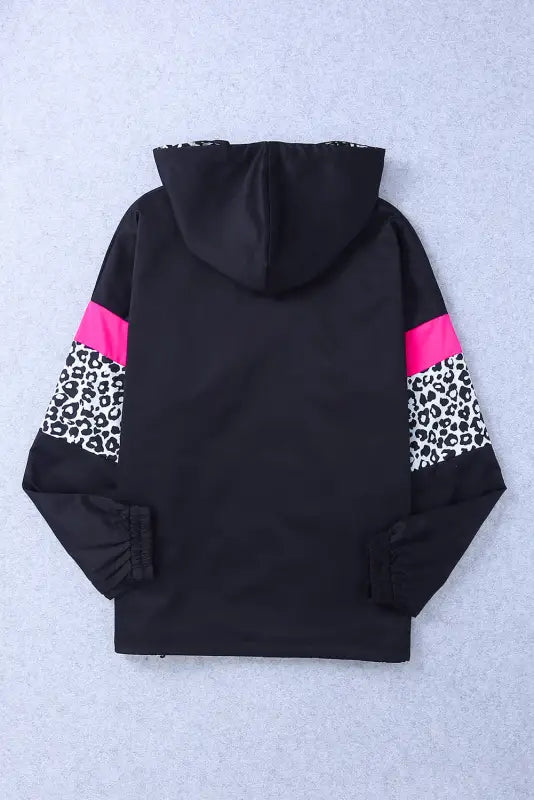 Zip-up hooded jacket - white leopard print - hood jackets