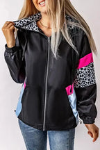 Zip-up Hooded Jacket - White Leopard Print - Fashionfitz