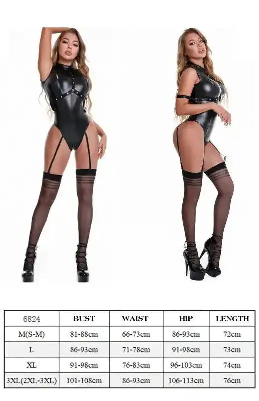 Zip-Up Patent Leather Teddy Lingerie - Fashionfitz
