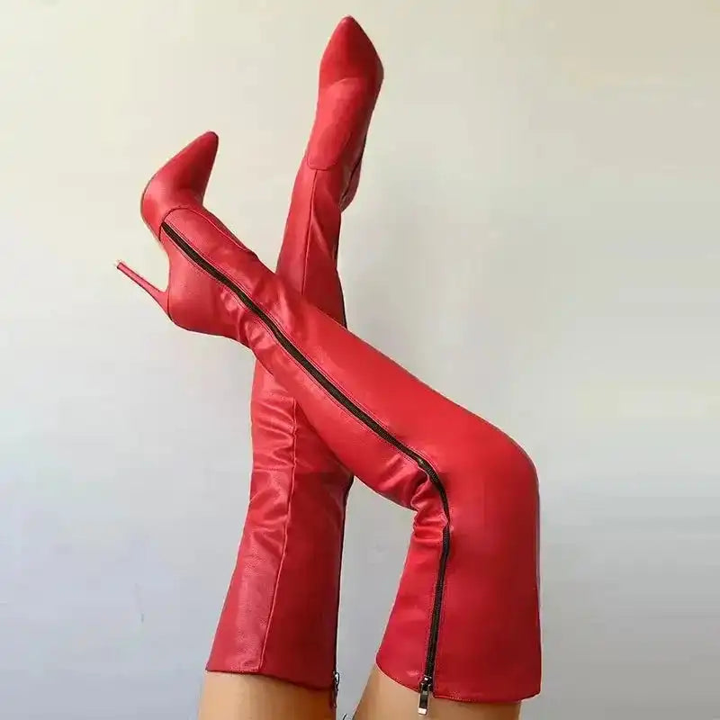 Zipper High Heels Over The Knee Boots - Fashionfitz