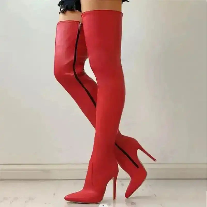Zipper High Heels Over The Knee Boots - Fashionfitz