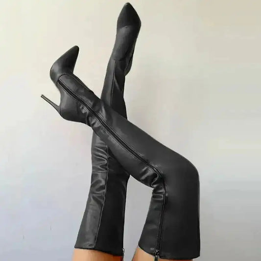 Zipper High Heels Over The Knee Boots - Fashionfitz