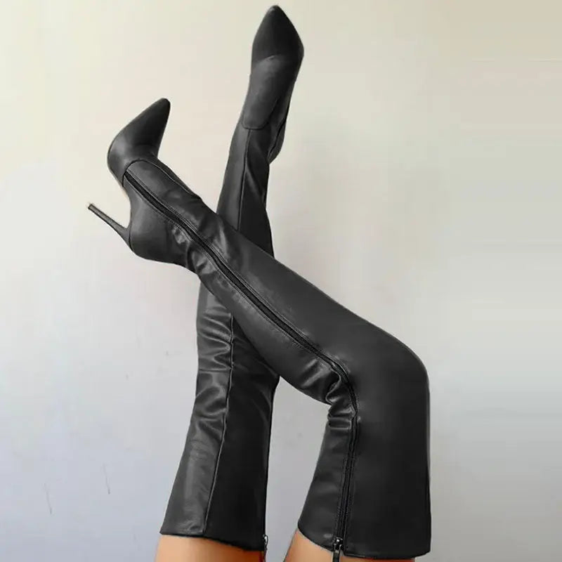 Zipper high heels over the knee boots