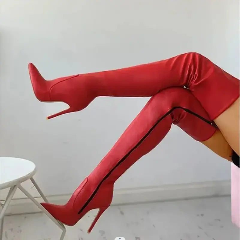 Zipper high heels over the knee boots