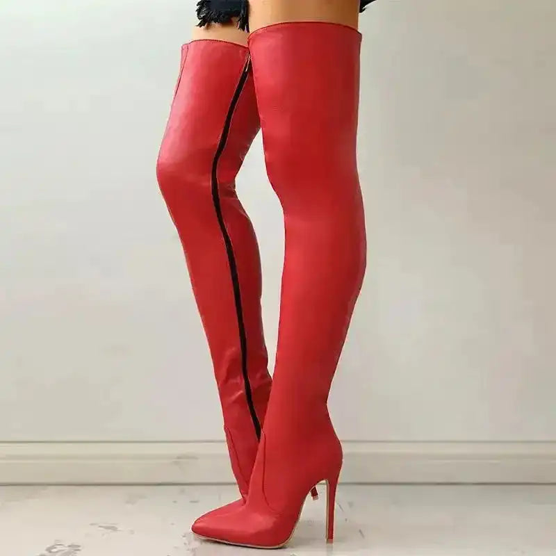 Zipper High Heels Over The Knee Boots - Fashionfitz