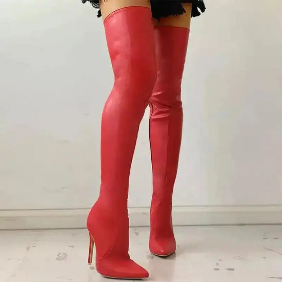 Zipper High Heels Over The Knee Boots - Fashionfitz