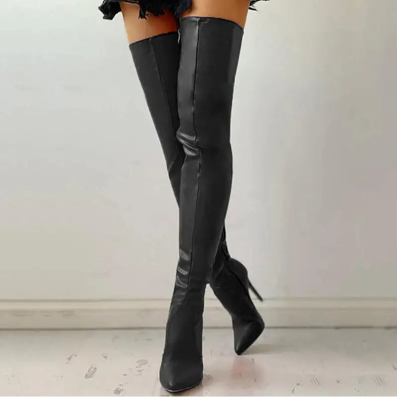 Zipper high heels over the knee boots