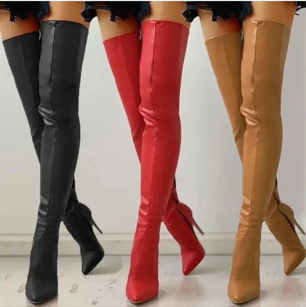 Zipper high heels over the knee boots - shoes & bags