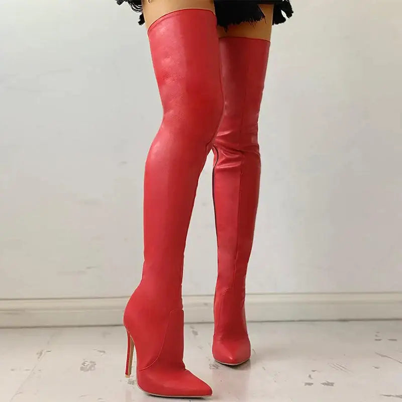 Zipper high heels over the knee boots